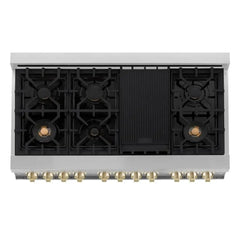 ZLINE Autograph Edition 48" 6.0 cu. ft. Dual Fuel Range with Gas Stove and Electric Oven in Stainless Steel with Black Matte Door - RAZ-BLM-48 - The Home Selection