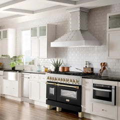 ZLINE Autograph Edition 48" 6.0 cu. ft. Dual Fuel Range with Gas Stove and Electric Oven in Stainless Steel with Black Matte Door - RAZ-BLM-48 - The Home Selection