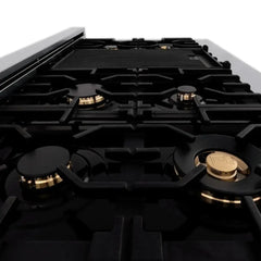 ZLINE Autograph Edition 48 in. 6.0 cu. ft. Dual Fuel Range with Gas Stove and Electric Oven in Fingerprint Resistant Stainless Steel with Black Matte Door - RASZ-BLM-48 - The Home Selection