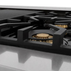 ZLINE Autograph Edition 48 in. 6.0 cu. ft. Dual Fuel Range with Gas Stove and Electric Oven in Fingerprint Resistant Stainless Steel with Black Matte Door - RASZ-BLM-48 - The Home Selection