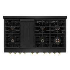 ZLINE Autograph Edition 48 in. 6.7 cu. ft. Paramount Double Oven Gas Range with 8 Burner Cooktop in Black Stainless Steel - SGRBZ-48 - The Home Selection