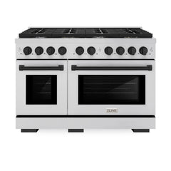 ZLINE Autograph Edition 48 in. 6.7 cu. ft. Paramount Double Oven Gas Range with 8 Burner Cooktop in Stainless Steel - SGRZ-48 - The Home Selection
