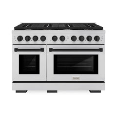 ZLINE Autograph Edition 48 in. 6.7 cu. ft. Paramount Double Oven Gas Range with 8 Burner Cooktop in Stainless Steel - SGRZ-48 - The Home Selection