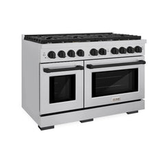 ZLINE Autograph Edition 48 in. 6.7 cu. ft. Paramount Double Oven Gas Range with 8 Burner Cooktop in Stainless Steel - SGRZ-48 - The Home Selection