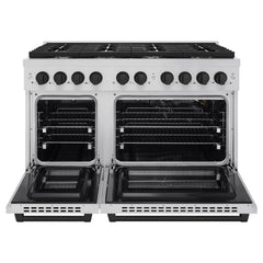 ZLINE Autograph Edition 48 in. 6.7 cu. ft. Paramount Double Oven Gas Range with 8 Burner Cooktop in Stainless Steel - SGRZ-48 - The Home Selection