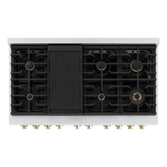 ZLINE Autograph Edition 48 in. 6.7 cu. ft. Paramount Double Oven Gas Range with 8 Burner Cooktop in Stainless Steel with Black Matte Doors - SGRZ-BLM-48 - The Home Selection