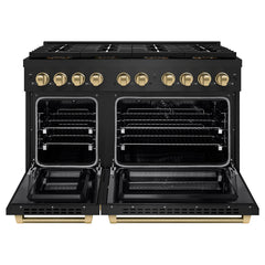ZLINE Autograph Edition 48 in. 6.7 cu. ft. Paramount Dual Fuel Range with 8 Burner DuoPro™ Cooktop and Dual Ovens in Black Stainless Steel - PSDRBZ-48-K - The Home Selection