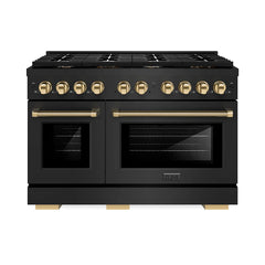 ZLINE Autograph Edition 48 in. 6.7 cu. ft. Paramount Dual Fuel Range with 8 Burner DuoPro™ Cooktop and Dual Ovens in Black Stainless Steel - PSDRBZ-48-K - The Home Selection