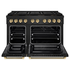 ZLINE Autograph Edition 48 in. 6.7 cu. ft. Paramount Dual Fuel Range with 8 Burner DuoPro™ Cooktop and Dual Ovens in Black Stainless Steel - PSDRBZ-48-K - The Home Selection