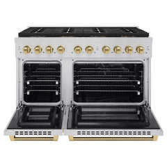 ZLINE Autograph Edition 48 in. 6.7 cu. ft. Paramount Dual Fuel Range with 8 Burner DuoPro™ Cooktop and Dual Ovens in Stainless Steel - PSDRZ-48-K - The Home Selection