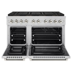 ZLINE Autograph Edition 48 in. 6.7 cu. ft. Paramount Dual Fuel Range with 8 Burner DuoPro™ Cooktop and Dual Ovens in Stainless Steel - PSDRZ-48-K - The Home Selection
