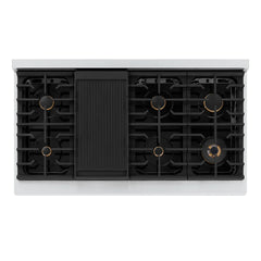 ZLINE Autograph Edition 48-Inch 6.7 cu. ft. Paramount Double Oven Dual Fuel Range with 8 Italian Burners, Convection Ovens - SDRZ-48-KC - The Home Selection