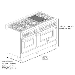 ZLINE Autograph Edition 60" 7.4 cu. ft. Dual Fuel Range with Gas Stove and Electric Oven in Black Stainless Steel with Accents - RABZ-60 - The Home Selection