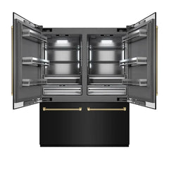 ZLINE Autograph Edition 60 in. 32.2 cu. ft. French Door Built-In Bottom Freezer Refrigerator with Water Dispenser and Ice Maker in Black Stainless Steel with Graphite Gray Interior Helix Handles- GRBIVZ-BS60K - The Home Selection