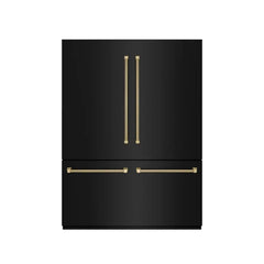 ZLINE Autograph Edition 60 in. 32.2 cu. ft. French Door Built-In Bottom Freezer Refrigerator with Water Dispenser and Ice Maker in Black Stainless Steel with Graphite Gray Interior Helix Handles- GRBIVZ-BS60K - The Home Selection