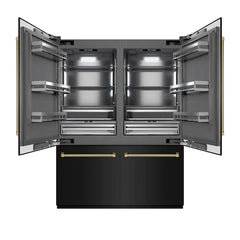 ZLINE Autograph Edition 60 in. 32.2 cu. ft. French Door Built-In Bottom Freezer Refrigerator with Water Dispenser and Ice Maker in Black Stainless Steel with Graphite Gray Interior Helix Handles- GRBIVZ-BS60K - The Home Selection