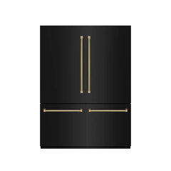 ZLINE Autograph Edition 60 in. 32.2 cu. ft. French Door Built-In Bottom Freezer Refrigerator with Water Dispenser and Ice Maker in Black Stainless Steel with Graphite Gray Interior Helix Handles- GRBIVZ-BS60K - The Home Selection