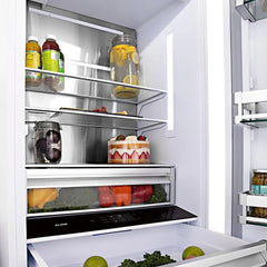 ZLINE Autograph Edition 60 in. 32.2 cu. ft. French Door Built-In Bottom Freezer Refrigerator with Water Dispenser and Ice Maker in Black Stainless Steel with Polished Gold Accents (RBIVZ-BS-60-G) - The Home Selection