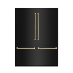 ZLINE Autograph Edition 60 in. 32.2 cu. ft. French Door Built-In Bottom Freezer Refrigerator with Water Dispenser and Ice Maker in Black Stainless Steel with Polished Gold Accents (RBIVZ-BS-60-G) - The Home Selection