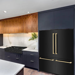 ZLINE Autograph Edition 60 in. 32.2 cu. ft. French Door Built-In Bottom Freezer Refrigerator with Water Dispenser and Ice Maker in Black Stainless Steel with Polished Gold Accents (RBIVZ-BS-60-G) - The Home Selection