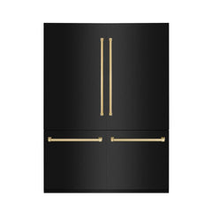 ZLINE Autograph Edition 60 in. 32.2 cu. ft. French Door Built-In Bottom Freezer Refrigerator with Water Dispenser and Ice Maker in Black Stainless Steel with Polished Gold Accents (RBIVZ-BS-60-G) - The Home Selection
