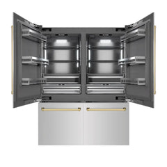 ZLINE Autograph Edition 60 in. 32.2 cu. ft. French Door Built-In Bottom Freezer Refrigerator with Water Dispenser and Ice Maker in Stainless Steel with Graphite Gray Interior - GRBIVZ-304-60 - The Home Selection