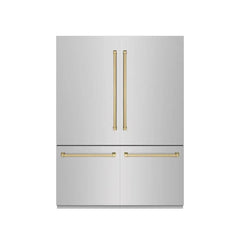 ZLINE Autograph Edition 60 in. 32.2 cu. ft. French Door Built-In Bottom Freezer Refrigerator with Water Dispenser and Ice Maker in Stainless Steel with Graphite Gray Interior - GRBIVZ-304-60 - The Home Selection