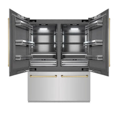 ZLINE Autograph Edition 60 in. 32.2 cu. ft. French Door Built-In Bottom Freezer Refrigerator with Water Dispenser and Ice Maker in Stainless Steel with Graphite Gray Interior - GRBIVZ-304-60 - The Home Selection