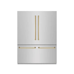 ZLINE Autograph Edition 60 in. 32.2 cu. ft. French Door Built-In Bottom Freezer Refrigerator with Water Dispenser and Ice Maker in Stainless Steel with Graphite Gray Interior - GRBIVZ-304-60 - The Home Selection
