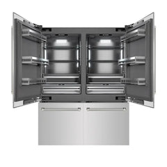 ZLINE Autograph Edition 60 in. 32.2 cu. ft. French Door Built-In Bottom Freezer Refrigerator with Water Dispenser and Ice Maker in Stainless Steel with Graphite Gray Interior Helix Handles - GRBIVZ-30460K - The Home Selection