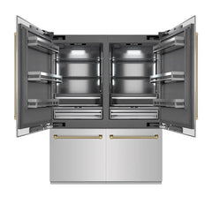 ZLINE Autograph Edition 60 in. 32.2 cu. ft. French Door Built-In Bottom Freezer Refrigerator with Water Dispenser and Ice Maker in Stainless Steel with Graphite Gray Interior Helix Handles - GRBIVZ-30460K - The Home Selection