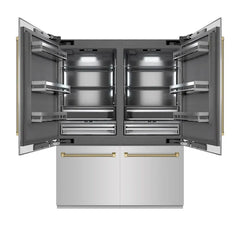 ZLINE Autograph Edition 60 in. 32.2 cu. ft. French Door Built-In Bottom Freezer Refrigerator with Water Dispenser and Ice Maker in Stainless Steel with Graphite Gray Interior Helix Handles - GRBIVZ-30460K - The Home Selection