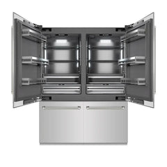 ZLINE Autograph Edition 60 in. 32.2 cu. ft. French Door Built-In Bottom Freezer Refrigerator with Water Dispenser and Ice Maker in Stainless Steel with Graphite Gray Interior Helix Handles - GRBIVZ-30460K - The Home Selection
