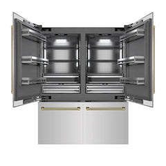 ZLINE Autograph Edition 60 in. 32.2 cu. ft. French Door Built-In Bottom Freezer Refrigerator with Water Dispenser and Ice Maker in Stainless Steel with Graphite Gray Interior Helix Handles - GRBIVZ-30460K - The Home Selection
