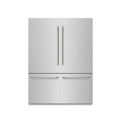 ZLINE Autograph Edition 60 in. 32.2 cu. ft. French Door Built-In Bottom Freezer Refrigerator with Water Dispenser and Ice Maker in Stainless Steel with Graphite Gray Interior Helix Handles - GRBIVZ-30460K - The Home Selection