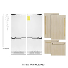 ZLINE Autograph Edition 60 in. 32.2 cu. ft. Panel Ready French Door Built-In Bottom Freezer Refrigerator with Water Dispenser and Ice Maker - RBIV - The Home Selection