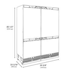 ZLINE Autograph Edition 60 in. 32.2 cu. ft. Panel Ready French Door Built-In Bottom Freezer Refrigerator with Water Dispensers and Ice Makers with Graphite Gray Interior - GRBIV-60 - The Home Selection