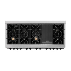 ZLINE Autograph Edition 60 in. 7.4 cu. ft. Legacy Dual Fuel Range with 9 Burner Gas Cooktop and 2 Electric Convection Ovens in DuraSnow® Stainless Steel - RASZ-SN-60 - The Home Selection