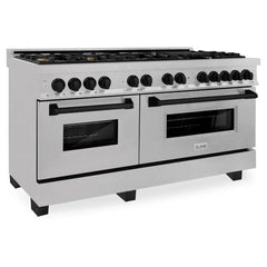 ZLINE Autograph Edition 60 in. 7.4 cu. ft. Legacy Dual Fuel Range with 9 Burner Gas Cooktop and 2 Electric Convection Ovens in DuraSnow® Stainless Steel - RASZ-SN-60 - The Home Selection