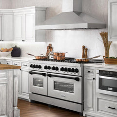 ZLINE Autograph Edition 60 in. 7.4 cu. ft. Legacy Dual Fuel Range with 9 Burner Gas Cooktop and 2 Electric Convection Ovens in DuraSnow® Stainless Steel - RASZ-SN-60 - The Home Selection