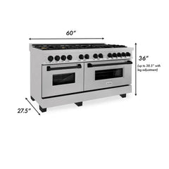 ZLINE Autograph Edition 60 in. 7.4 cu. ft. Legacy Dual Fuel Range with 9 Burner Gas Cooktop and 2 Electric Convection Ovens in DuraSnow® Stainless Steel - RASZ-SN-60 - The Home Selection