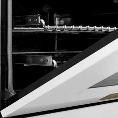 ZLINE Autograph Edition 60 in. 7.4 cu. ft. Legacy Dual Fuel Range with 9 Burner Gas Cooktop and 2 Electric Convection Ovens in DuraSnow® Stainless Steel with White Matte Doors - RASZ-WM-60 - The Home Selection