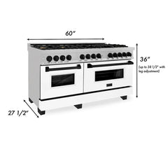 ZLINE Autograph Edition 60 in. 7.4 cu. ft. Legacy Dual Fuel Range with 9 Burner Gas Cooktop and 2 Electric Convection Ovens in DuraSnow® Stainless Steel with White Matte Doors - RASZ-WM-60 - The Home Selection