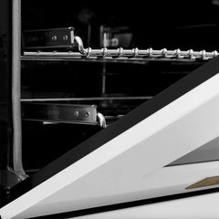 ZLINE Autograph Edition 60 in. 7.4 cu. ft. Legacy Dual Fuel Range with 9 Burner Gas Cooktop and 2 Electric Convection Ovens in Stainless Steel with White Matte Doors - RAZ-WM-60 - The Home Selection
