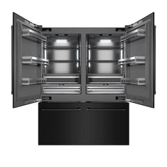 ZLINE Autograph Edition 60 Inch 32.2 cu. ft. French Door Built-In Bottom Freezer Refrigerator with Water Dispenser and Ice Maker in Black Stainless Steel with Graphite Gray Interior - GRBIV - The Home Selection