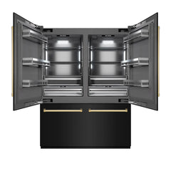 ZLINE Autograph Edition 60 Inch 32.2 cu. ft. French Door Built-In Bottom Freezer Refrigerator with Water Dispenser and Ice Maker in Black Stainless Steel with Graphite Gray Interior - GRBIV - The Home Selection