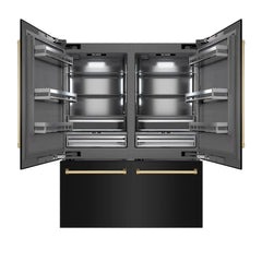 ZLINE Autograph Edition 60 Inch 32.2 cu. ft. French Door Built-In Bottom Freezer Refrigerator with Water Dispenser and Ice Maker in Black Stainless Steel with Graphite Gray Interior - GRBIV - The Home Selection