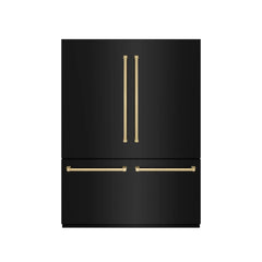 ZLINE Autograph Edition 60 Inch 32.2 cu. ft. French Door Built-In Bottom Freezer Refrigerator with Water Dispenser and Ice Maker in Black Stainless Steel with Graphite Gray Interior - GRBIV - The Home Selection