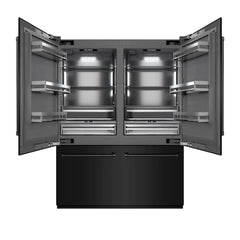ZLINE Autograph Edition 60 Inch 32.2 cu. ft. French Door Built-In Bottom Freezer Refrigerator with Water Dispenser and Ice Maker in Black Stainless Steel with Graphite Gray Interior - GRBIV - The Home Selection