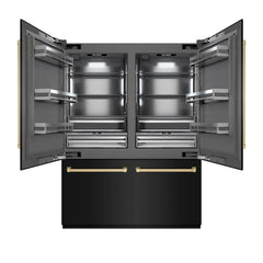 ZLINE Autograph Edition 60 Inch 32.2 cu. ft. French Door Built-In Bottom Freezer Refrigerator with Water Dispenser and Ice Maker in Black Stainless Steel with Graphite Gray Interior - GRBIV - The Home Selection